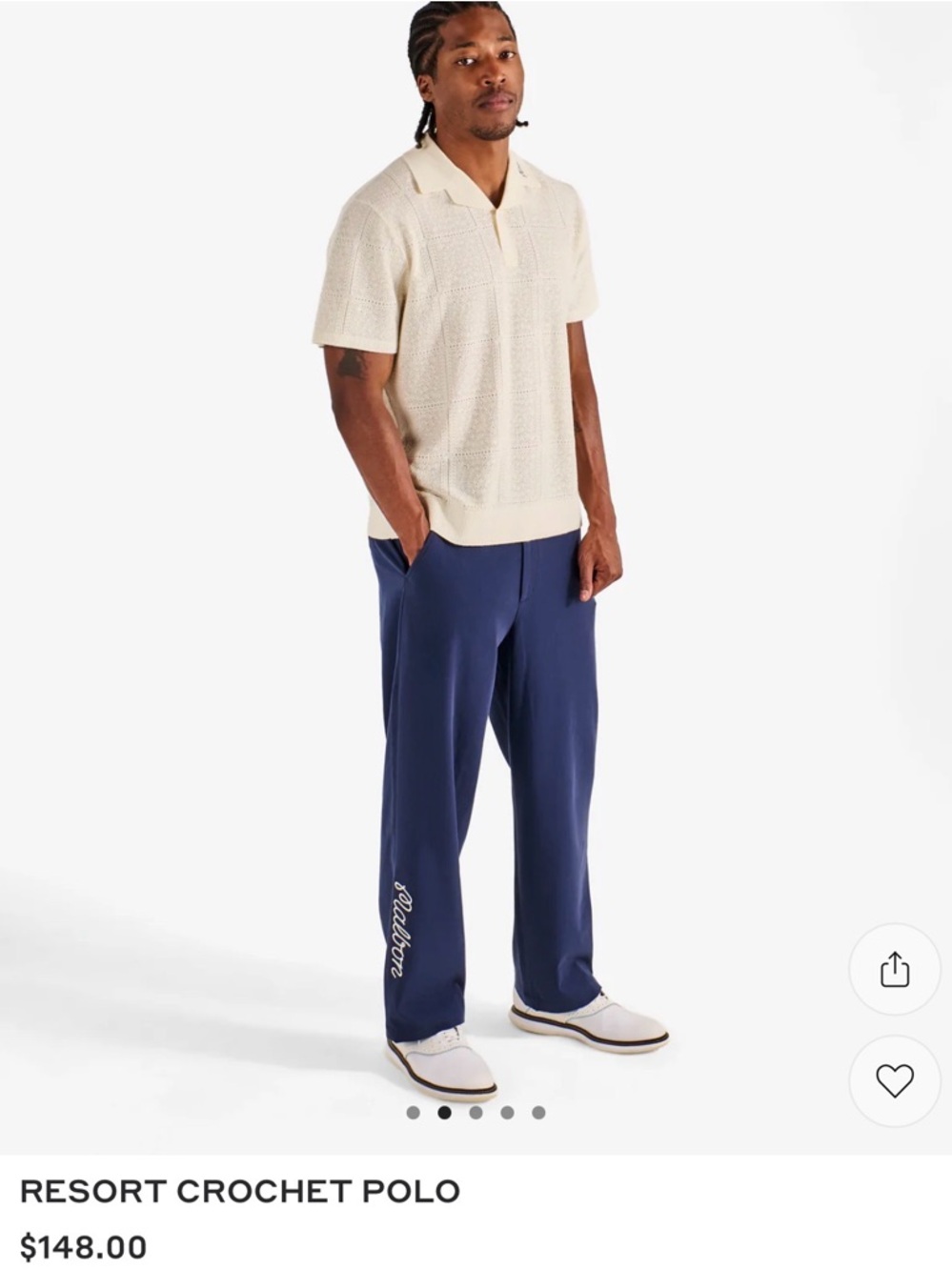 Malbon Resort Crochet Polo - Cream